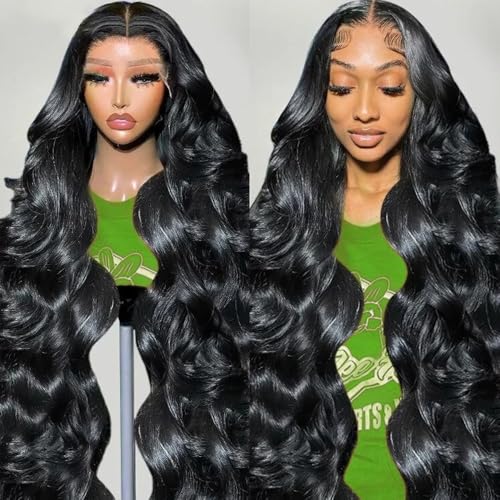 13x4 Lace Front Wigs Human Hair Body Wave Frontal Wig 180% Density Glueless Wigs Human Hair Pre Plucked Human Hair Wigs for Women Body Wave Lace Front Wigs 32 Inch