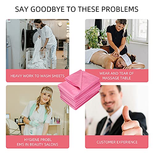 20PCS Massage Table Sheets Disposable Non Woven SPA Bed Cover Breathable Polypropylene Fabric 31" x 70" Thin, Not Waterproof £¨Pink£©