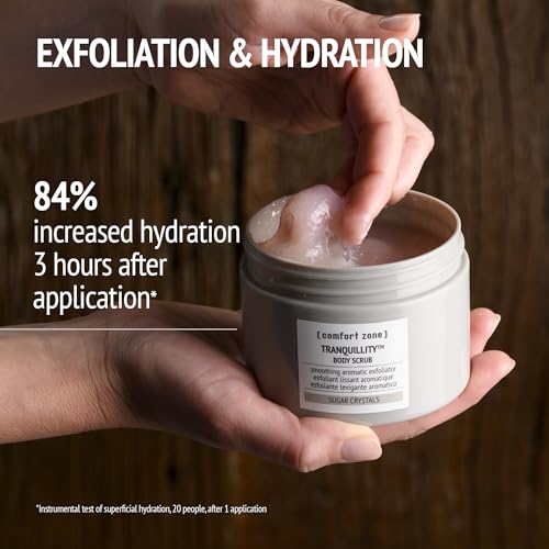 [ comfort zone ] Tranquillity¢â Body Scrub, Soothing Aromatic Gentle Exfoliator Enriched with Sugar Crystals and Amaranth & Almond Essential Oils, for an Instantly Smoother and Softer Skin, 10.06 Oz.