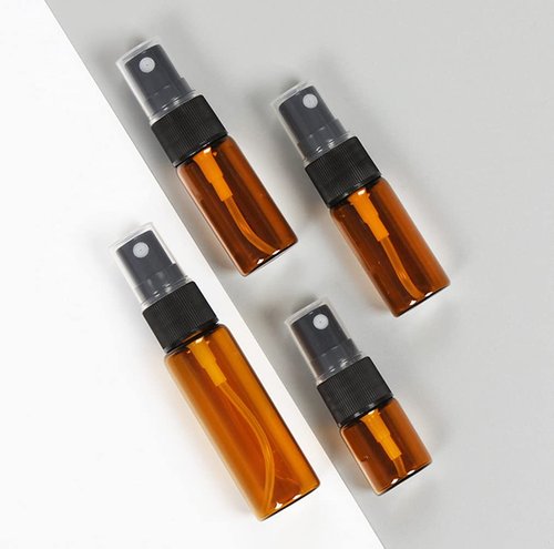 Sanyangboli 12PCS 15ML/0.5OZ Amber Glass Spray Bottle Perfume Bottles Sold Empty Fine Mist Spray Perfume Facial Water Container Cosmetic Jars for Cosmetic Packing