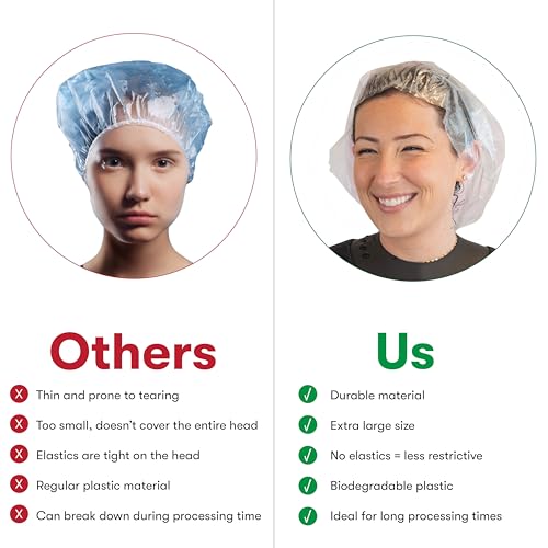 FRAMAR XL Processing Caps For Hair Color - Disposable Shower Caps For Women, Hair Coloring Cap, Processing Cap Disposable, Salon Essentials ? No Elastic Trim ? 50 Count