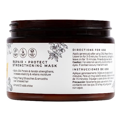 CIBU Repair Strengthening Mask - Hydrating for Damaged Hair - Keratin and Almond Moisture Hair Mask - 12oz