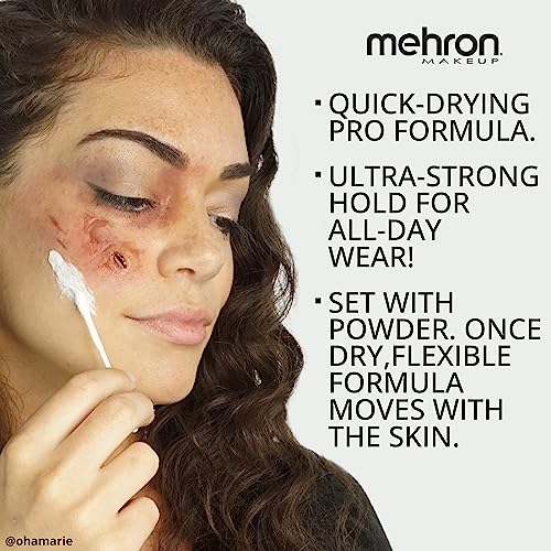 Mehron Makeup Liquid Latex | SFX Makeup | Halloween | Latex Glue for Skin | Prosthetic Glue 1 fl oz (30 ml) (Clear Flesh)