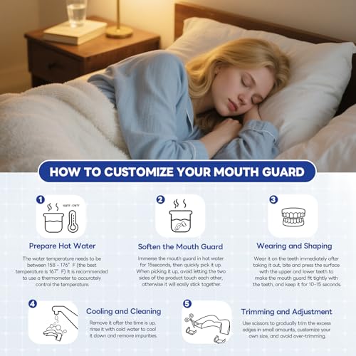 Mouth Guard for Grinding Teeth at Night, Teeth Grinding Mouth Guard for Sleeping, Perfect fit Night Guards for Teeth Grinding, 2 Size Mouthguard Available for Adults