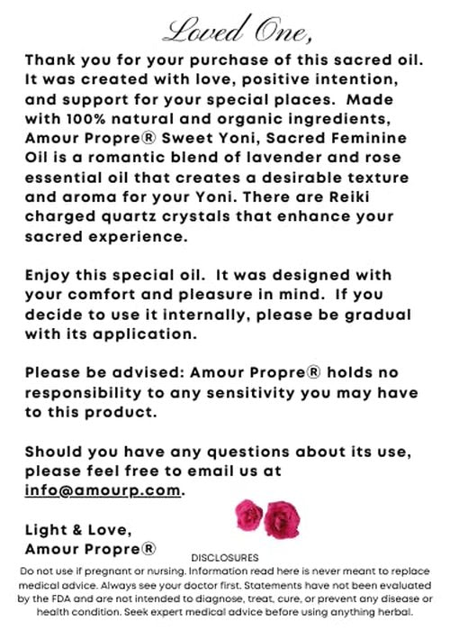 Amour Propre️ Sweet Yoni - Sacred Feminine Oil | 1oz or 2 oz (2 oz)