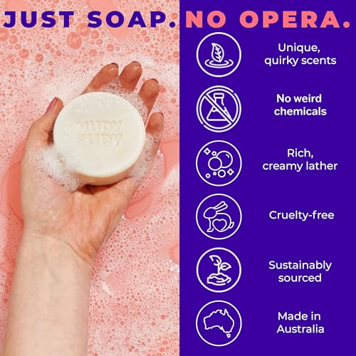 Nudy Rudy Milk Bar, Goat Milk Soap Bar Puck, Made with Organic Shea Butter, Triple Milled Bar, No Harsh Ingredients, All Skin Types, 4.2 oz, Made in Australia