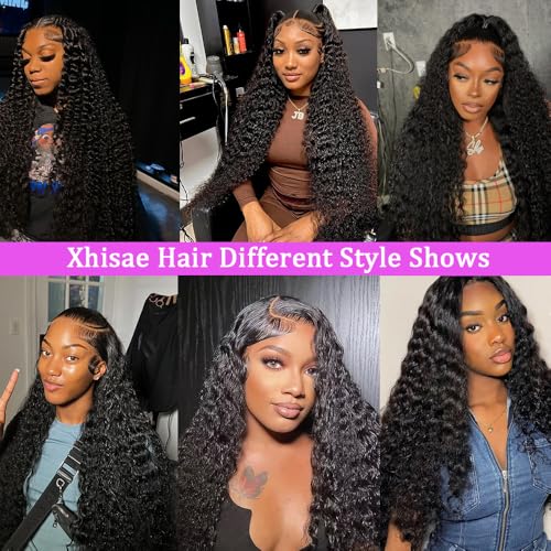 30 Inch Deep Wave Lace Front Wigs Human Hair 200 Density 13x6 HD Transparent Lace Frontal Wigs Human Hair Pre Plcked Curly Human Hair Wig for Women Deep Curly Glueless Wigs