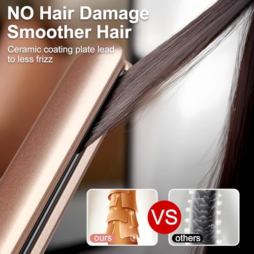 Flat Iron Hair Straightener with Floating Plates Get Shinier & Smoother Hair, 14 Adjustable Temp, Dual Voltage Digital Display 200¢µ-460¢µ