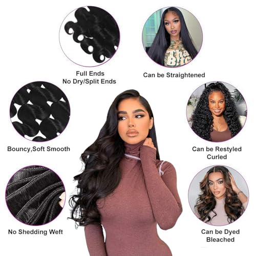 16A Raw Body Wave Bundles Human Hair 100% Human Hair Bundles,Triple Lifespan Virgin Remy Hair Extensions,Keep Texture Silky Soft After Multiple Washes (Body Wave 1 Bundle, 30 Inch)