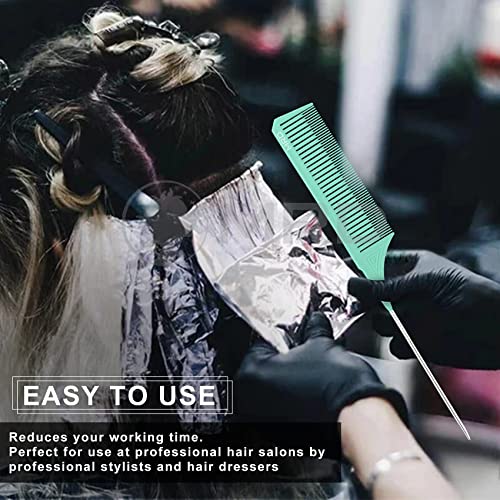 3 Sizes Premium Highlighting Comb Set Professional Weaving Styling With Rat Tail Comb Nylon Teasing Heat Resistant For Hair Salon Barbershop Home(Blue/Green)