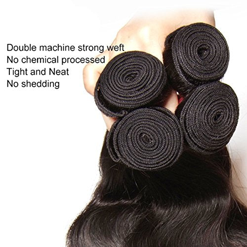 Beauty Forever Indian Body Wave Hair 3 Bundles Hair Extensions 100% Unprocessed Human Virgin Hair Weaves Natural Color 95-100g/pc (16 18 20)