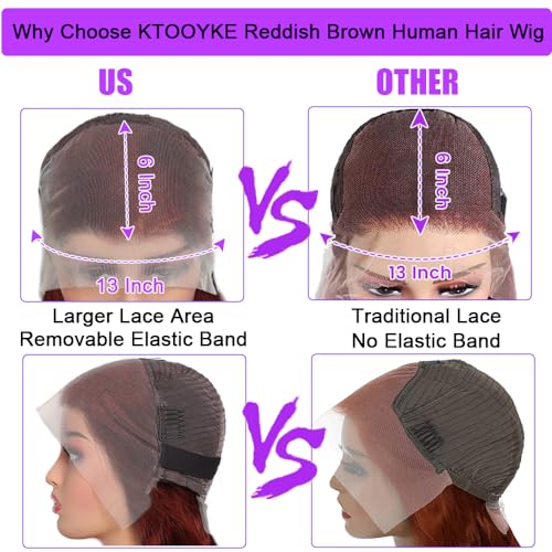 Reddish Brown 200 Density Body Wave HD Lace Frontal Wigs Human Hair 13X6 Lace Front Wigs Human Hair Glueless Wigs Human Hair Pre Plucked Pre Cut for Women 28 Inch