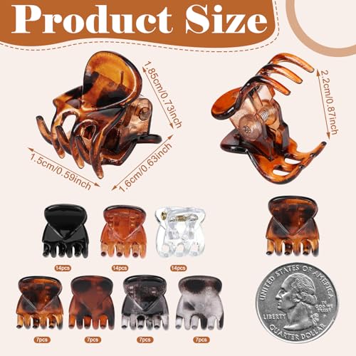 70 Pcs Mini Hair Claw Clips, Small Hair Clips for Women Girls, Non Slip Tiny Jaw Claw with Compartment Box, 7 Colors