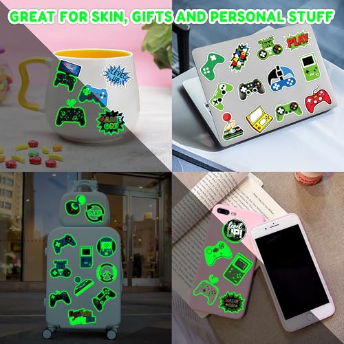 96 PCS Game Pre-Cut Luminous Glow in the dark Temporary Tattoos Themed for Kids Birthday Party Decorations Supplies Favors Decor Super Cute Tattoo Stickers Sticker Gifts for Games Boys Girls
