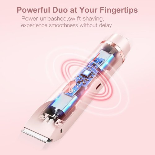 Bikini Trimmer for Women,2025 New Bikini Shaver,Electric Razor & Shaver with Dual Ceramic Blades,Painless Hair Removal,Rechargeable Razor Body Hair Trimmer for Wet & Dry Use