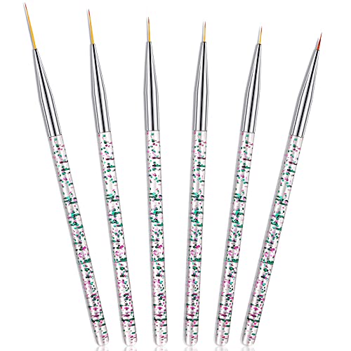 Maitys 6 Pcs Eyeliner Brushes Fine Point Thin Eye Makeup Gel Eyeliner Brush Water Activated Graphic Cosmetic Liner Wands for Eyes Makeup Tools(Bright Style)