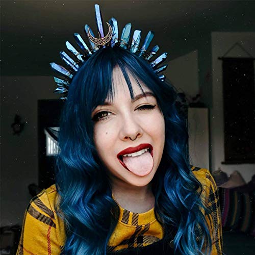 Raw Crystal Quartz Crown Headband - HAIMEIKANG Handmade Tiara Natural Stone Headband for Woman Wedding and Parties (Black2)