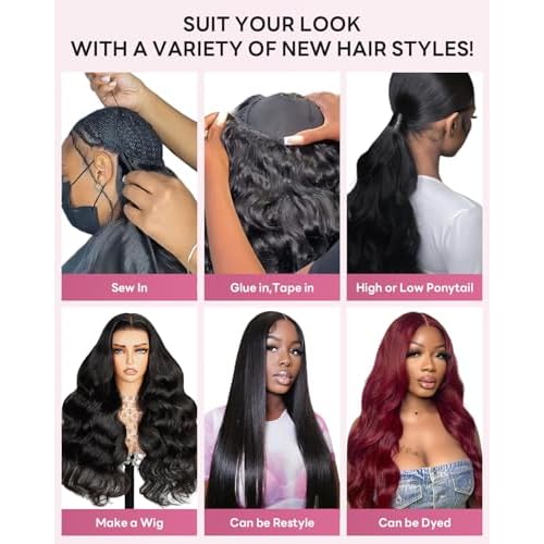 Body Wave Bundles Human Hair 100% Unprocessed Virgin Human Hair 3 Bundles 18 20 22 Inch No Tangle Shedding 10A Quick Weave Sew in Natural Black