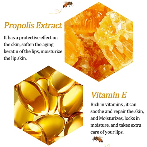 8 PCS Bee Lip Balm Lip Mask Honey Pot, Propolis Lip Mask Overnight Moisturizing Lip Balm with Stick, Lip Sleeping mask Hydrating Prevention Dry & Cracked,Reduce Lip Lines Scrubs Exfoliato