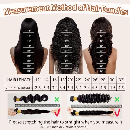 12A Deep Wave Human Hair Bundles 18 20 22 24 Inch Deep Wave Curly Bundles 100% Unprocessed Brazilian Virgin Wet and Wavy Water Wave Human Hair Extensions, Quick Weave 4 Bundles for Women