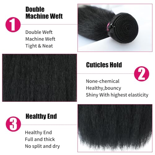 22 inch Kinky Straight Bundles Yaki Straight Human Hair Bundles 100% Unprocessed Brazilian Virgin Hair Kinky Straight Human Hair For Black Women