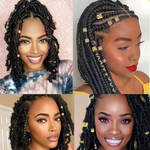 280 Pcs Gold Hair Jewelry Braid, Hair Accessory, Hair Dreadlock Accessory Braid, Metal Gold Braids Rings Cuffs Clips for Dreadlock Accessory Jewelry Decorations