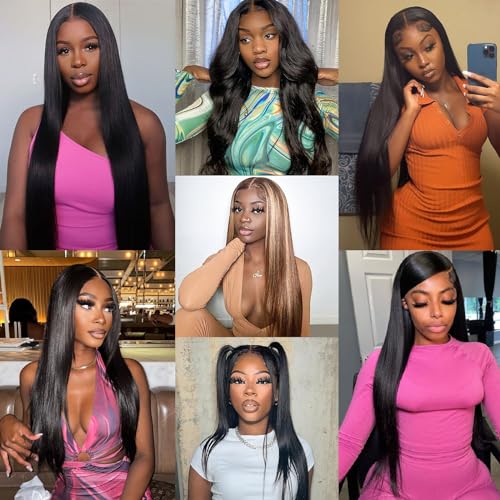 bunGiol Straight Lace Front Wigs Human Hair Pre Plucked with Baby Hair Transparent Lace Front Wigs Human Hair 13x4 Glueless Ear To Ear Lace Frontal Wigs Straight Wig For Black Women