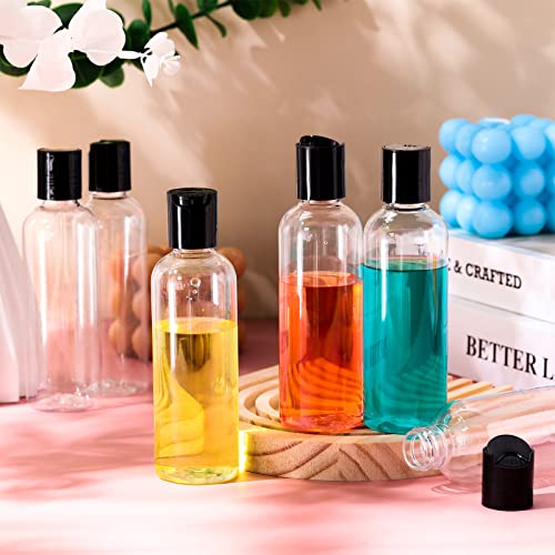 Roshtia 100 Pcs 3.4 oz Travel Bottles for Toiletries Clear Plastic Travel Size Containers Leak Proof Empty Refillable Liquid Containers Squeezable for Lotion Face Cream Shampoo Essential Oil (Black)