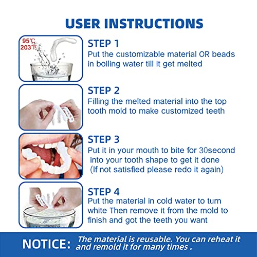 1Set Dentures Veneers Tooth,Dental Care Kits for Anti Molar Orthodontic Cosmetic Teeth,Smile Snap Tooth.(White,1Top+ 1Bottom+2Adhesives+1Tweezers+1Heart-Shaped Storage Box£©