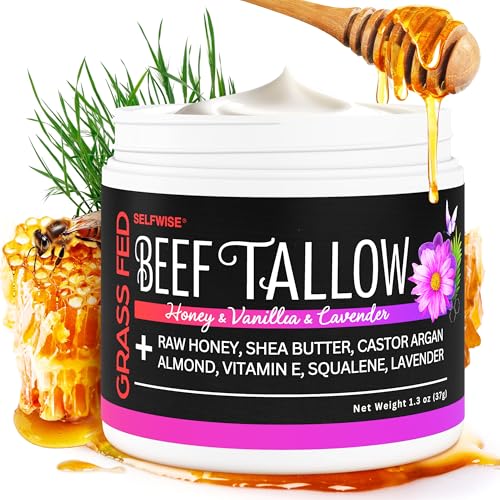 Beef Tallow for Face Organic Moisturizer - Grass-Fed Whipped Balm with Honey, Shea Butter, Castor & Calendula - Non-Greasy Hydration - Made in USA
