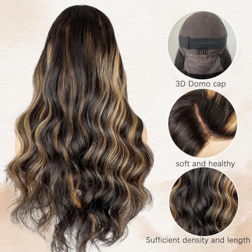 28 Inch 1b/27 Ombre 13x6 Body Wave Lace Front Wigs Human Hair HD Lace 180 Density Glueless Wigs Pre Plucked with Baby Hair