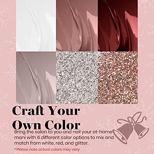 Beetles Winter Gel Nail Polish - 6 Colors Burgundy Red Brown Champagne Gold Brown Gel Polish, Soak off Uv Lamp Nail Manicure Kit DIY Gifts for Women