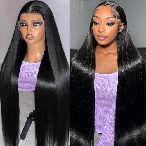Straight Bob Wig Human Hair 13x4 HD Frontal Lace Wig Short Bob Wigs for Women Glueless Bob Lace Front Wigs Human Hair Pre Plucked 150% Density Natural Black Color 12Inch