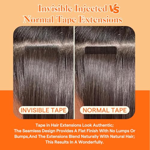 Full Shine Invisi Edge Tape in Hair Extensions Human Hair Ombre 14 Inch Color R3 Dark Brown to 8 Light Brown Virgin Hair Extension Invisible Machine Remy Double Sided Tape in Extensions 10Gram 5Pcs
