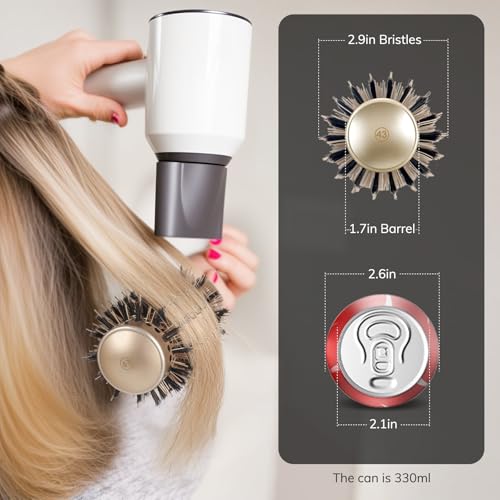 Round Brush for Blow Drying, Nano Thermal Ceramic & Ionic Tech Hair Brush with Boar Bristles, Professional Round Barrel Brush for Styling, Curling & Straightening by Sndyi (2.9 Inch, Barrel 1.7 Inch)