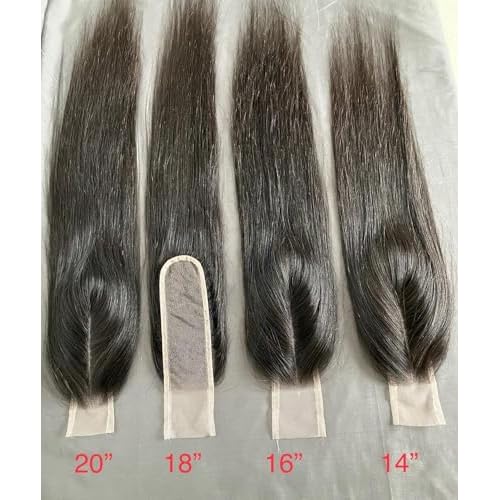 2x6 Lace Closure, Skinlike Invisible HD Transparent Swiss Lace Closure Pre Plucked with Baby Hair 12A Grade Brazilian Human Hair with Small Single Knots Middle Part 16 Inch