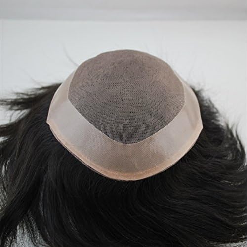 Toupee for Men Human Hair Natural Black Mens Hair piece in Stock mono wig durable PU around base 9 * 7