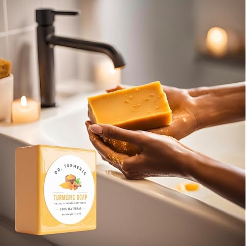 Turmeric Soap Bar | Face & Body Cleanser | Moisturizing | Lathering | Deep Cleansing | Evens Skin Tone | Refreshing Scent | Radiant Skin | 1 count pack of 1|