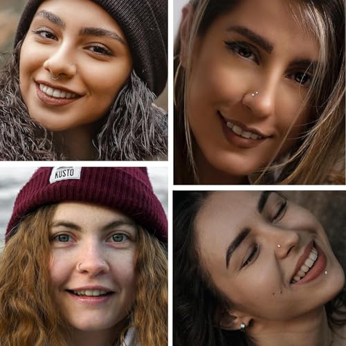Nose Piercing Gun Kit - 6Pcs Self Nose Piercing Kit Unit Disposable Nose Piercing Gun Including 2Pcs Nose Piercing Gun with 2Pcs Built-in Nose Studs and 2Pcs Clean Tools for Nose Cartilage Tragus Helix Piercing Kit(Gold)