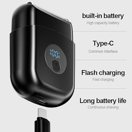 Electric Foil Shavers for Men, New Mini Electric Razor with 3 Floating Blades, LED Display, USB-C Fast Rechargeable, Travel Portable Beard Trimmer for Men, Gifts for Dad Him (Black)