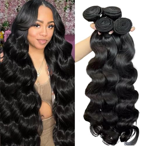 12 A Human Hair Bundles 22 22 24 24 Inch Body Wave Curly Human Hair 100% Unprocessed Brazilian Raw Virgin Hair 4 Bundles Body Wave Natural Color