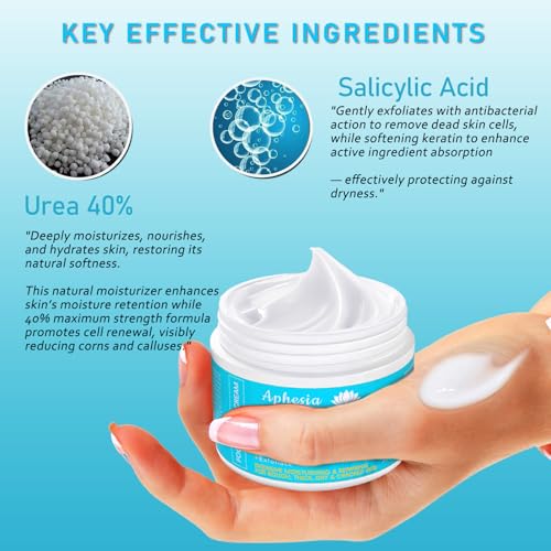 Urea Cream 40 Percent For Feet Maximum Strength - plus Salicylic Acid 2% Foot Cream For Dry Cracked Heels Feet Knees - Dead Skin Cuticle Callus Remover Toenail Softener - Lightly Camellia Scent