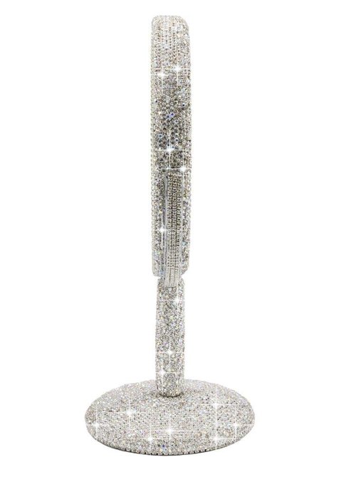 Bestbling Bling Rhinestone Portable Magnified Double Sided Swivel Makeup Vanity Mirror, 360°Rotate Makeup Mirror Round Shaped Two-Sided Makeup Mirror (Silver)