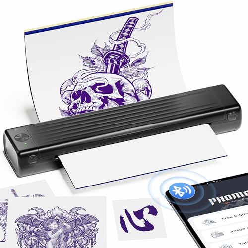 Itari Tattoo Stencil Printer Kit for Beginners, Temporary Tattoo Printer with 10 Pcs Transfer Paper, Bluetooth Stencil Printer for Tattooing, Wireless Tattoo Machine Compatible with Phone/Tablet/PC