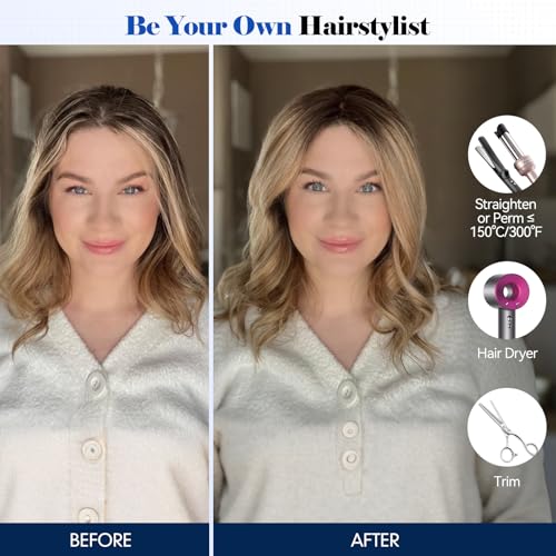 HAIRCUBE Hair Toppers For Women With Thinning 5"*5" Large Base Real Hair Toppers For Women, 14 Inch For Hand-Woven, 60g, Silk, Natural, realistic, Use Daily, Hairloss, Blonde Mixed Brown, No Bangs