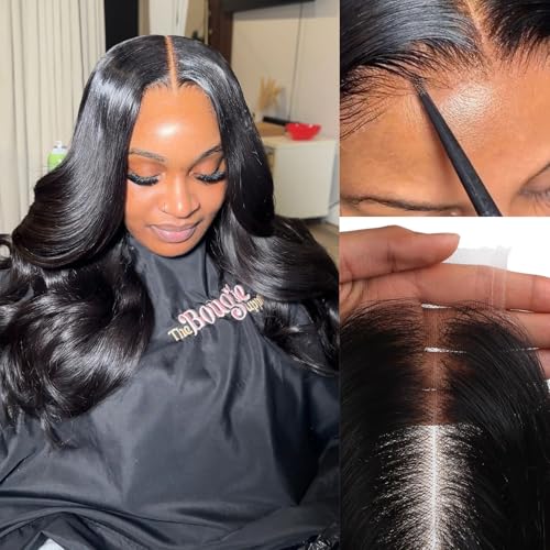 2x6 Hd Lace Closure Human Hair Body Wave Middle part 2 by 6 Invisible Skinlike Frontal Hd Lace Closure 18 Inch Brazilian Virgin Closure Bleached Knot Pre-Plucked Natural Hairline Natural Black 18inch