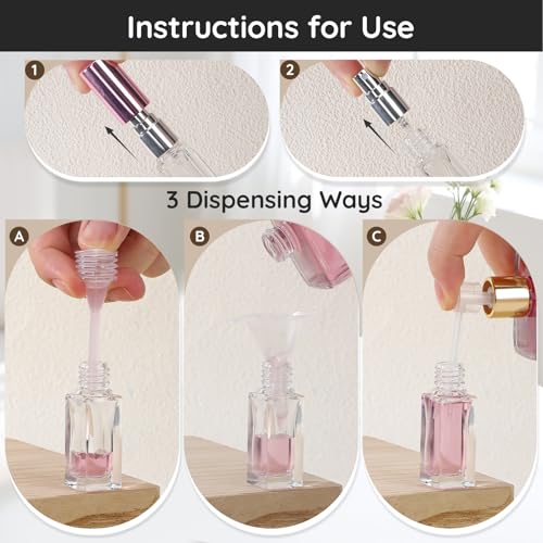 Segbeauty 60pcs 0.17oz Mini Cologne Spray Bottle Empty, Fine Mist Perfume Travel Refillable, 5ml Small Travel Cologne Sprayer Bottle Portable, Bulk Perfume Atomizer Sprayer with Dispensing Refill Kit