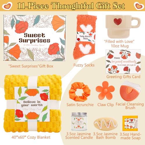 Self Care Gifts for Women, Birthday Gifts, 10pcs Get Well Soon Basket Care Package Thank You Spa Gifts Unique Gifts for Women Her Mom Best Friend Sister Sweet Surprises