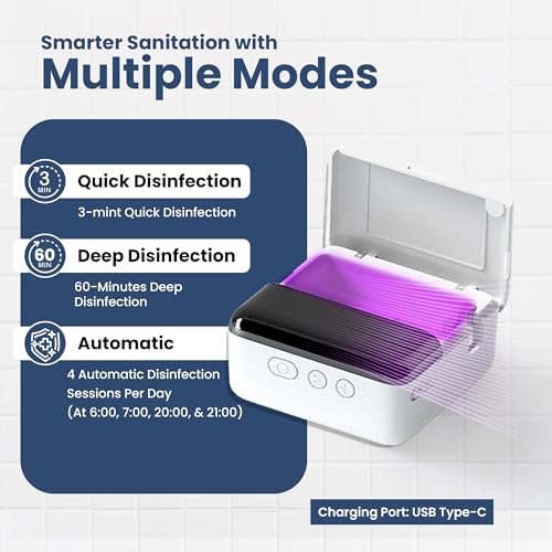 UV Toothbrush Sanitizer Holder & Cleaner with LED Clock Display & Hot Air Drying ? Wall-Mounted UV Tooth Brush Holder for Bathroom Decor, Travel Use, Rechargeable Portable Design, Fits All Brushes