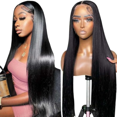 Straight Wigs Human Hair 13x6 Lace Front Wigs Pre Plucked 100% Human Hair Wig,230Density,Triple Lifespan, Straight Hd Lace Frontal Wigs Human Hair for Women Natural Color (20Inch)